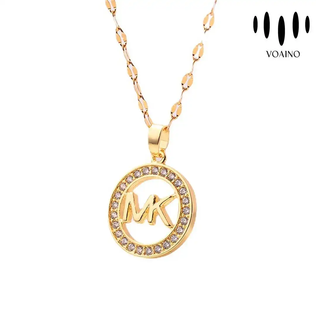 Round Cut Diamond MK Pendant Necklace Gold Chain 0.5-5.0ct 18k/14k/9k/Pt950/S925 1