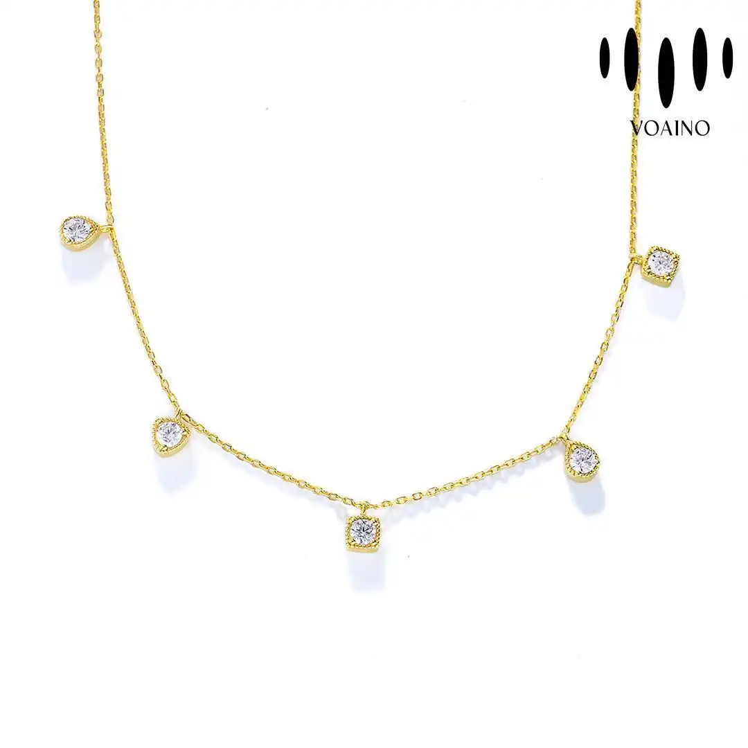 Square Round Diamond Geometric Necklace 0.5-5.0ct 18k/14k/9k/Pt950/S925 1