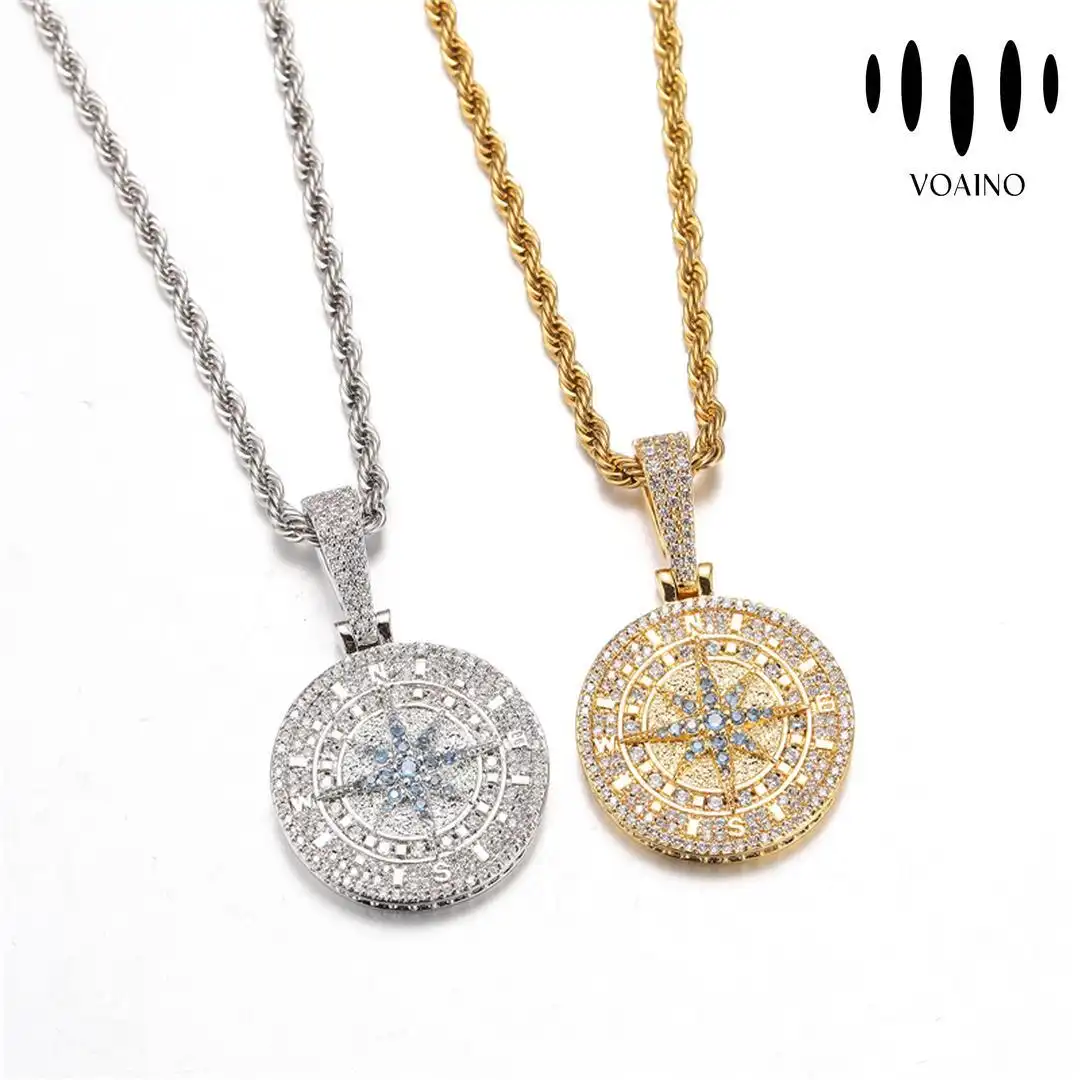 VVS Moissanite Diamond Compass Pendant Necklace 18k/14k/9k/S925/strainless steel4 1