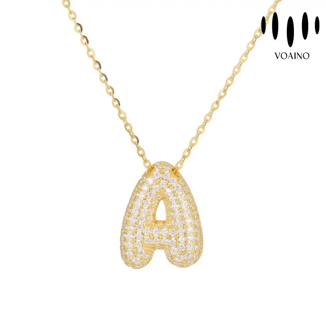 Round Cut Diamond Initial Letter Necklace 0.5-5.0ct 18k/14k/9k/Pt950/S925 1