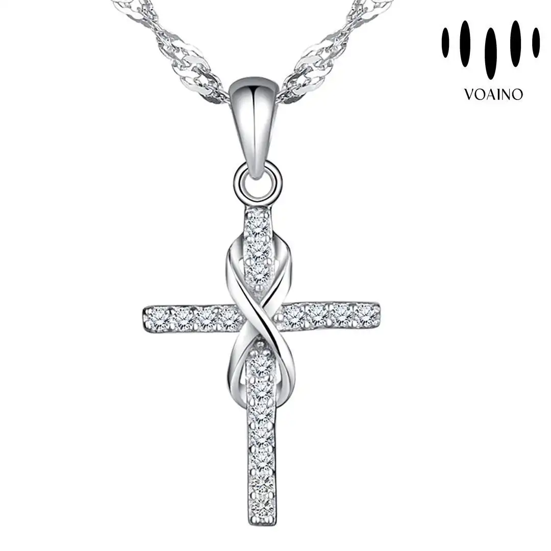 Round Cut Diamond Cross Pendant Necklace 0.5-5.0ct 18k/14k/9k/Pt950/S925 1