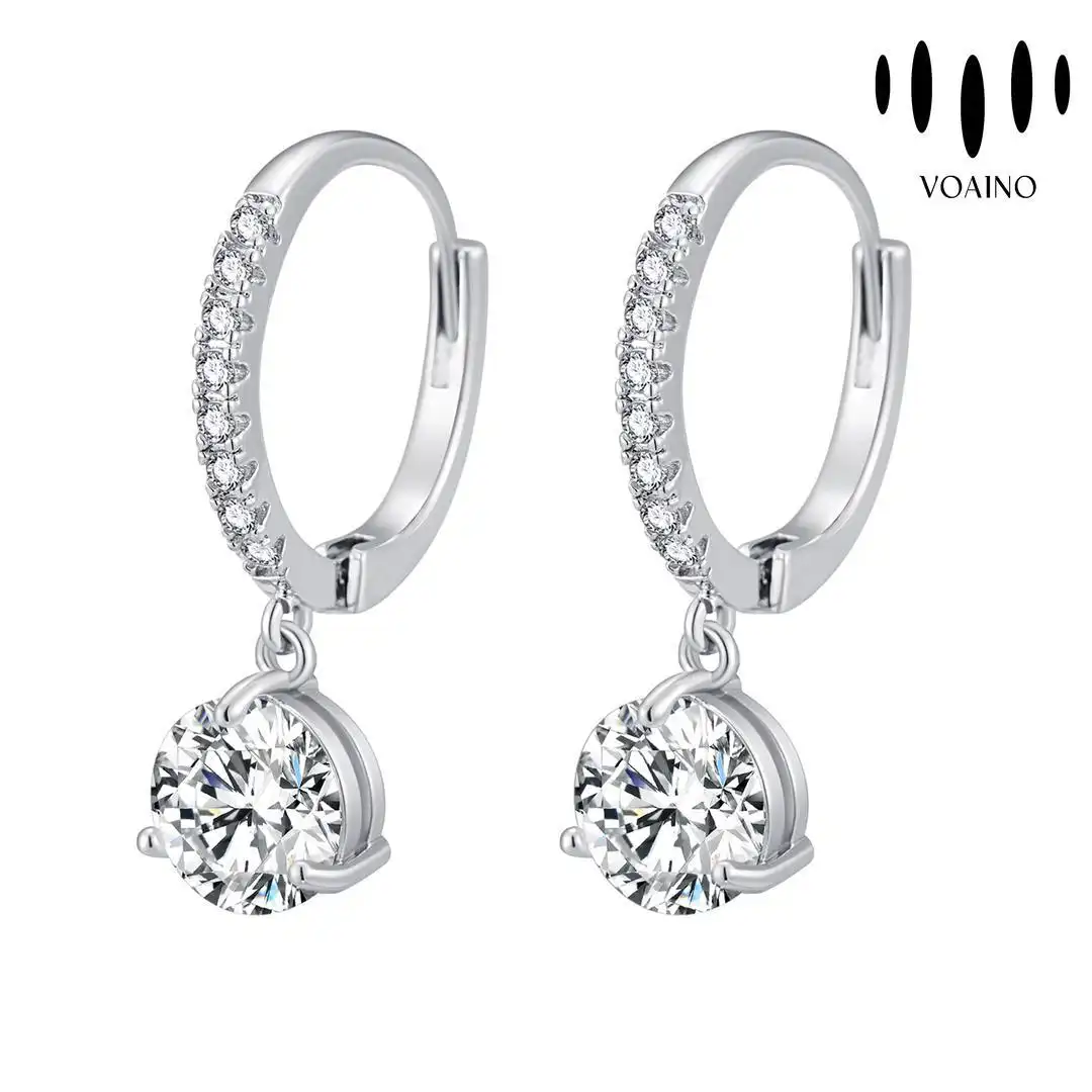 Round Moissanite Drop Hoop Earrings Set 0.5-5.0ct 18k/14k/9k/Pt950/S925 1