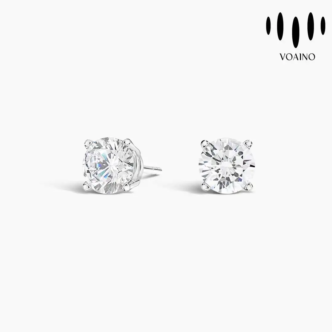 Round Lab Diamond Stud Earrings Classic Design 0.5-5.0ct 18k/14k/9k/Pt950/S925 1
