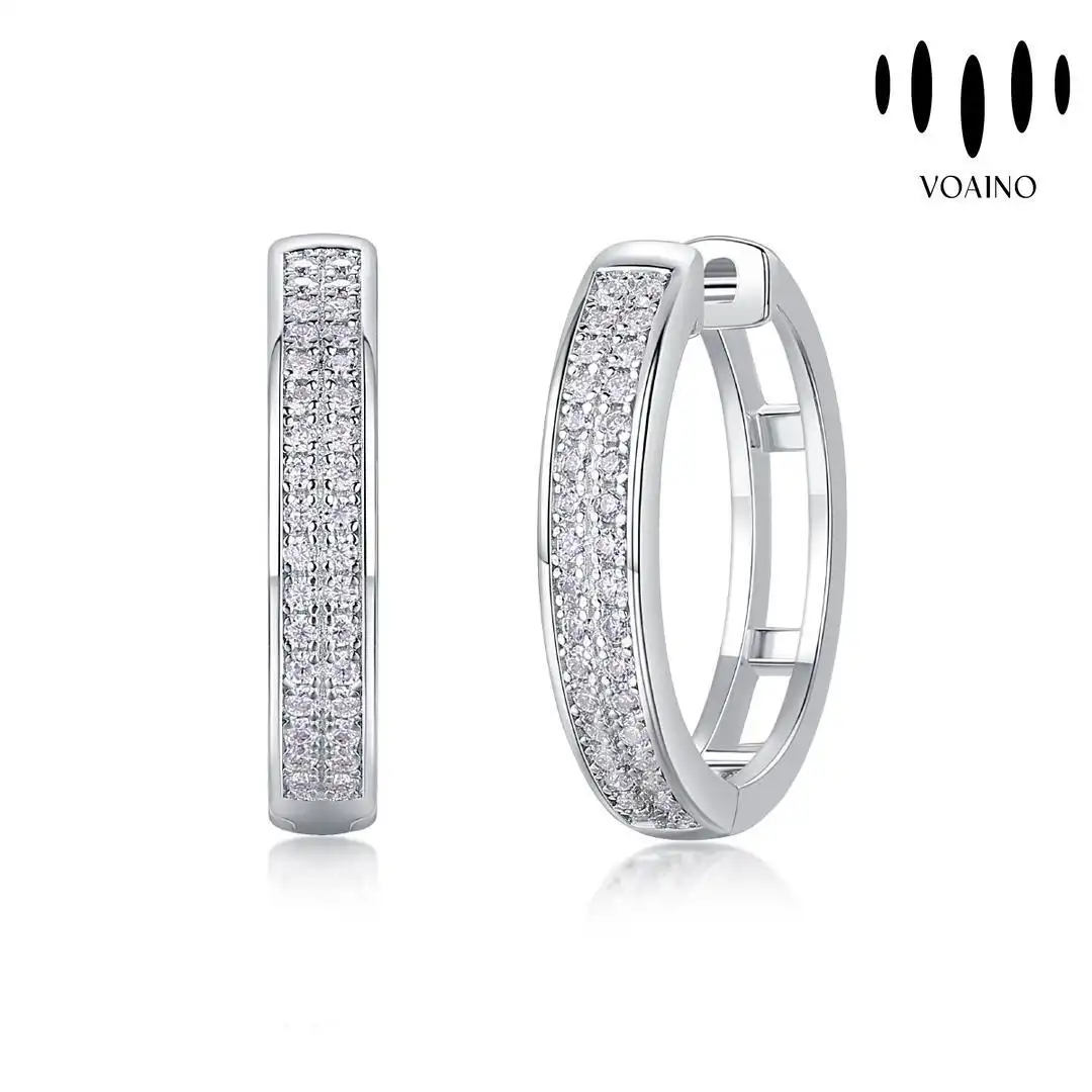 Round Moissanite Hoop Earrings 925 Silver Studs Gift 0.5-5.0ct 18k/14k/9k/Pt950/S925 1