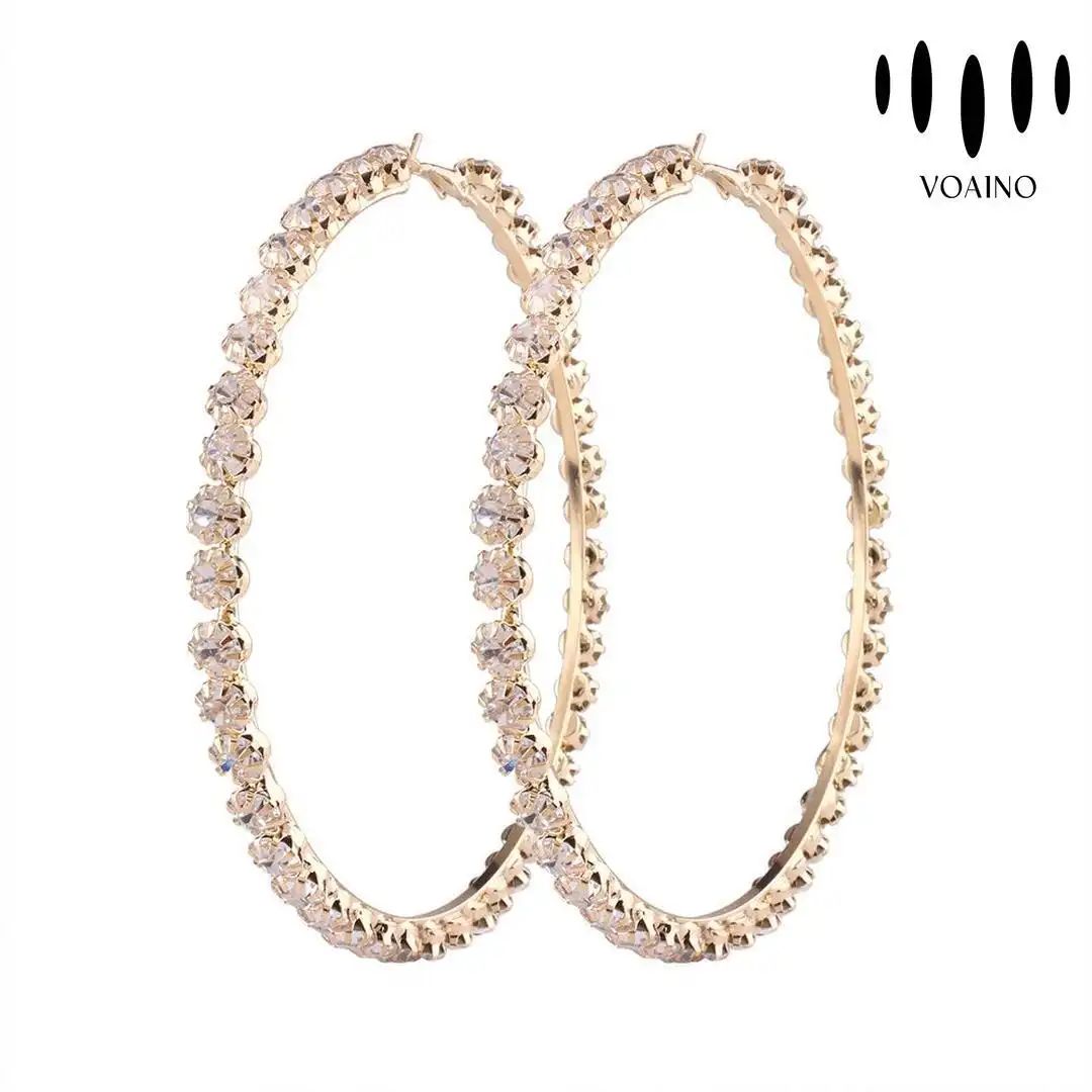 Round Cut Diamond Hoop Earrings Luxury Gold Plated 0.5-5.0ct 18k/14k/9k/Pt950/S925 1