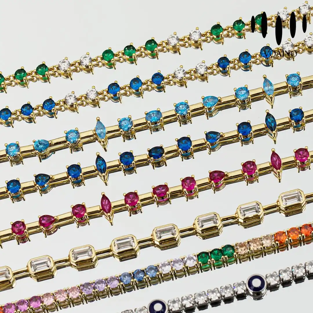 Emerald Ruby Sapphire Zircon Tennis Bracelet 18k/14k/9k/Pt950/S925 1