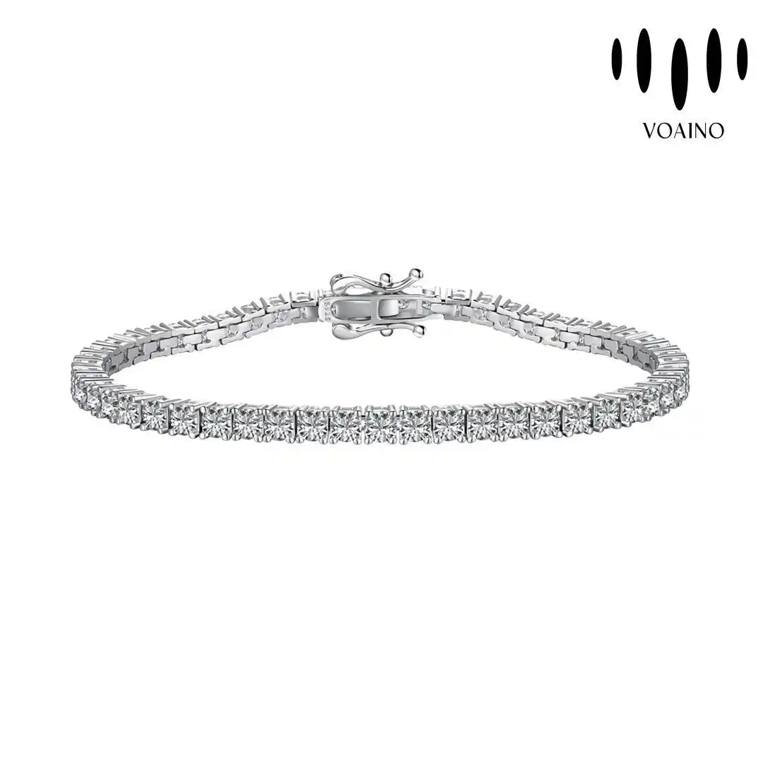 Round Cut Diamond Tennis Bracelet with Clasp 2.0-20.0ct 18k/14k/9k/Pt950/S925 1