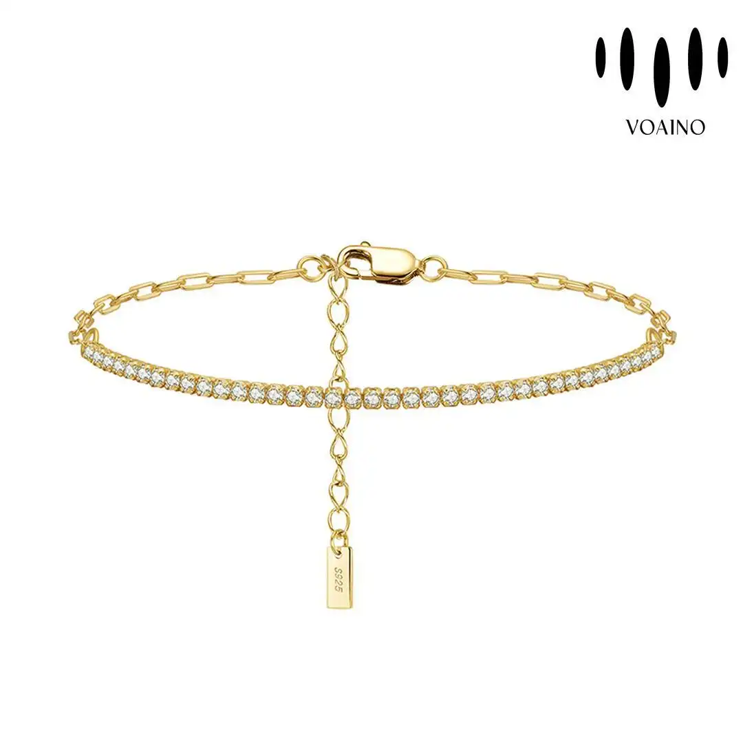 Cubic Zirconia Tennis Bracelet with Gold Chain 2.0-20.0ct 18k/14k/9k/Pt950/S925 1