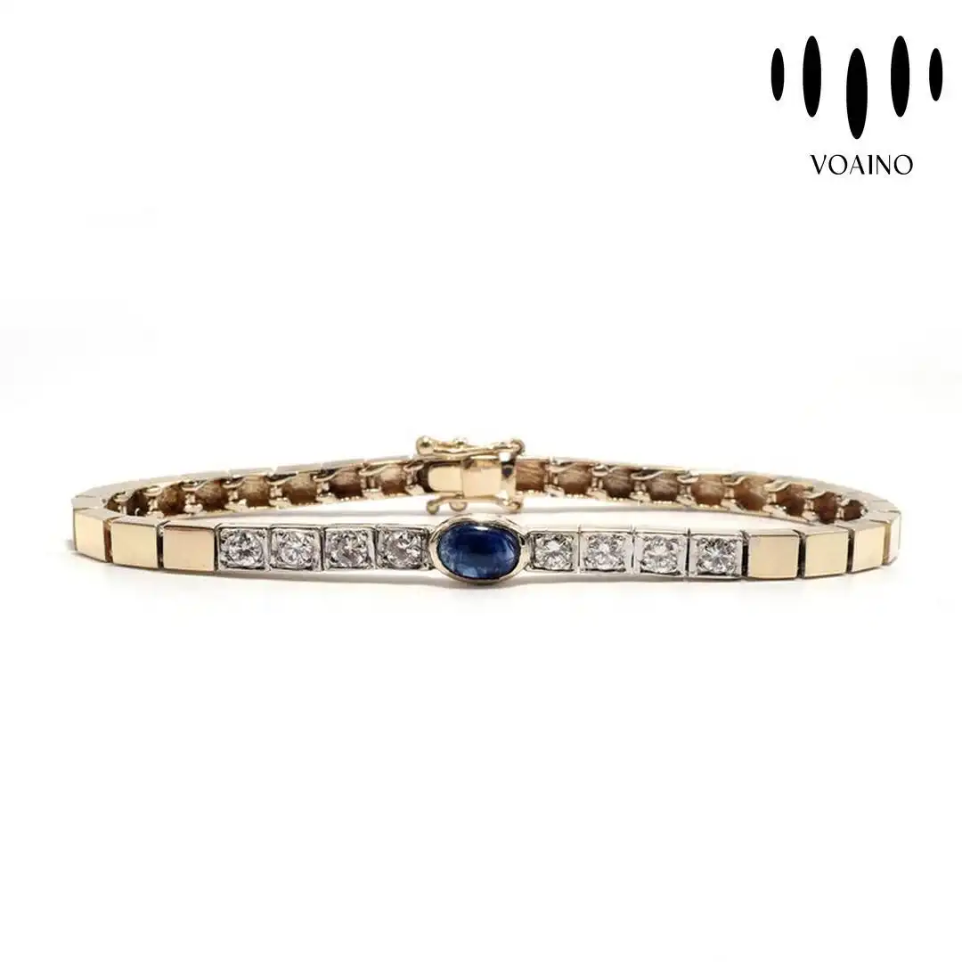 Retro Sapphire CZ Bracelet in Brass 18k/14k/9k/Pt950/S925 1