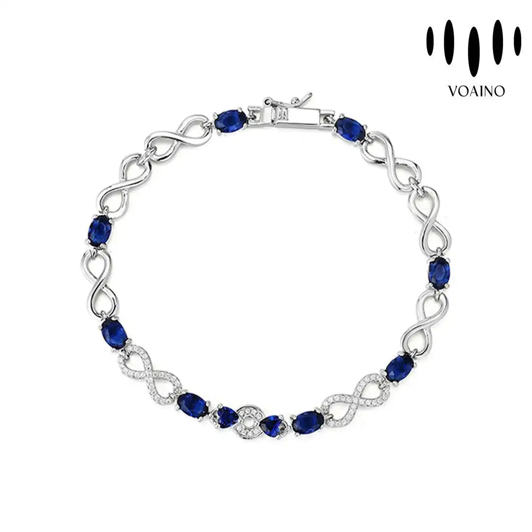 Blue Sapphire Infinity Link Bracelet 18k/14k/9k/Pt950/S925 1