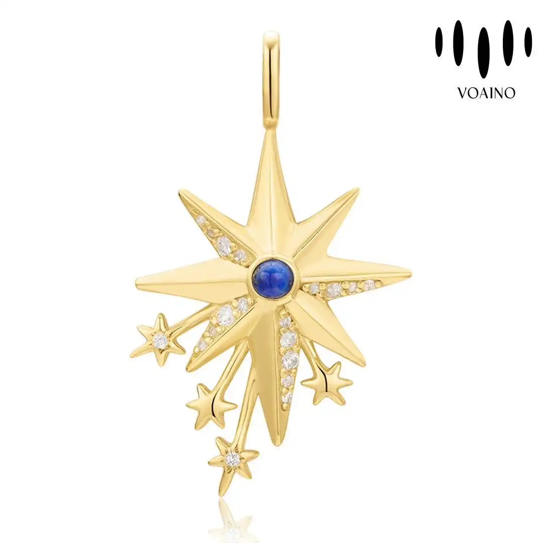 Round Cut Sapphire Star Pendant 18k/14k/9k/Pt950/S925 1