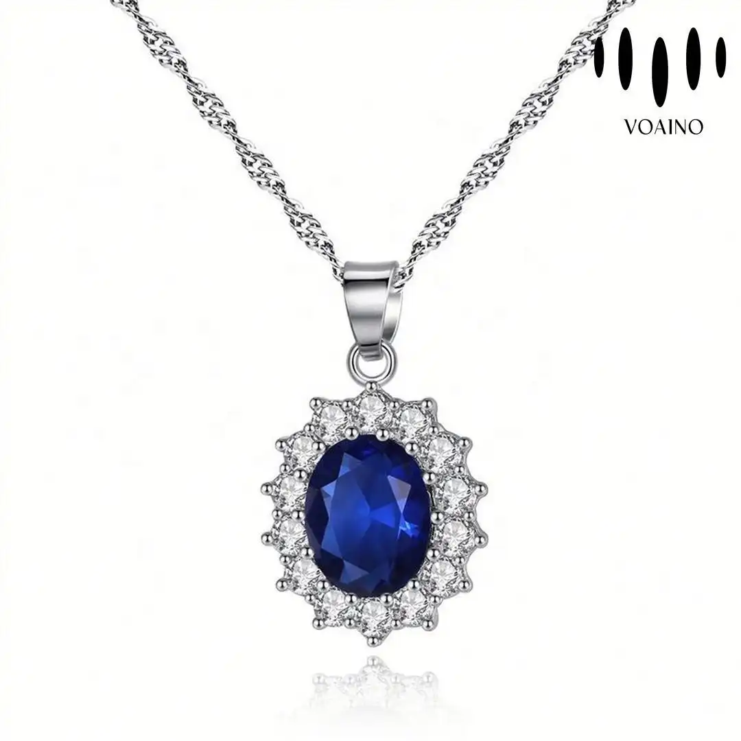 Sapphire Zircon Sunflower Pendant Necklace 18k/14k/9k/Pt950/S925 1