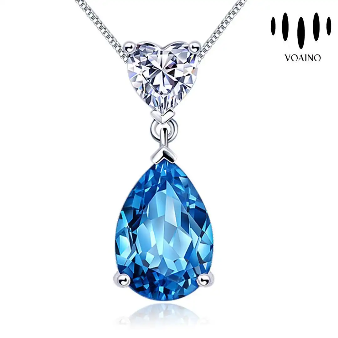 Heart  Teardrop Sapphire Pendant Necklace 18k/14k/9k/Pt950/S925 1