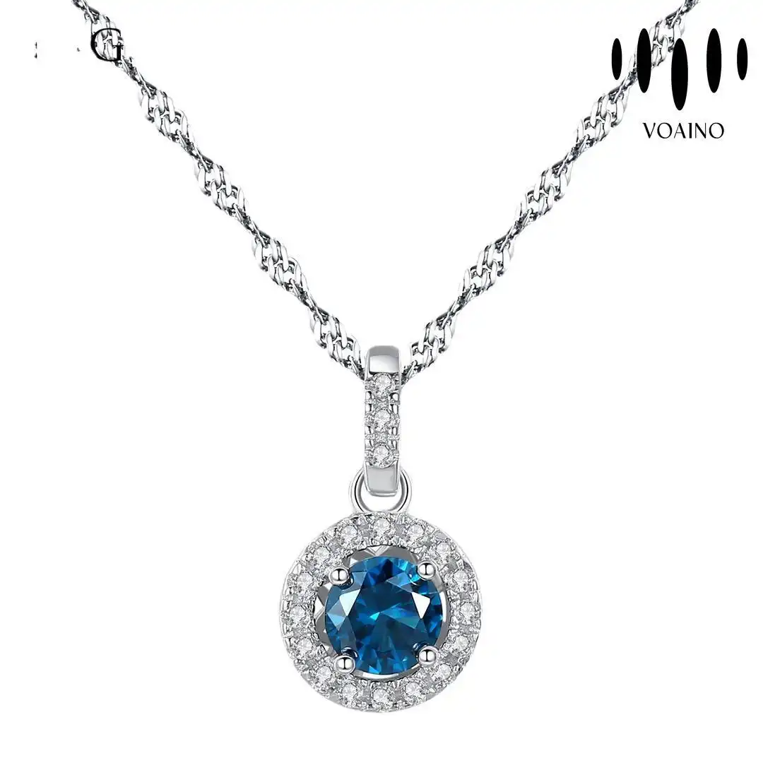 Round Sapphire Zirconia Pendant Necklace Elegant Chain S925 18k/14k/9k/Pt950/S925 1