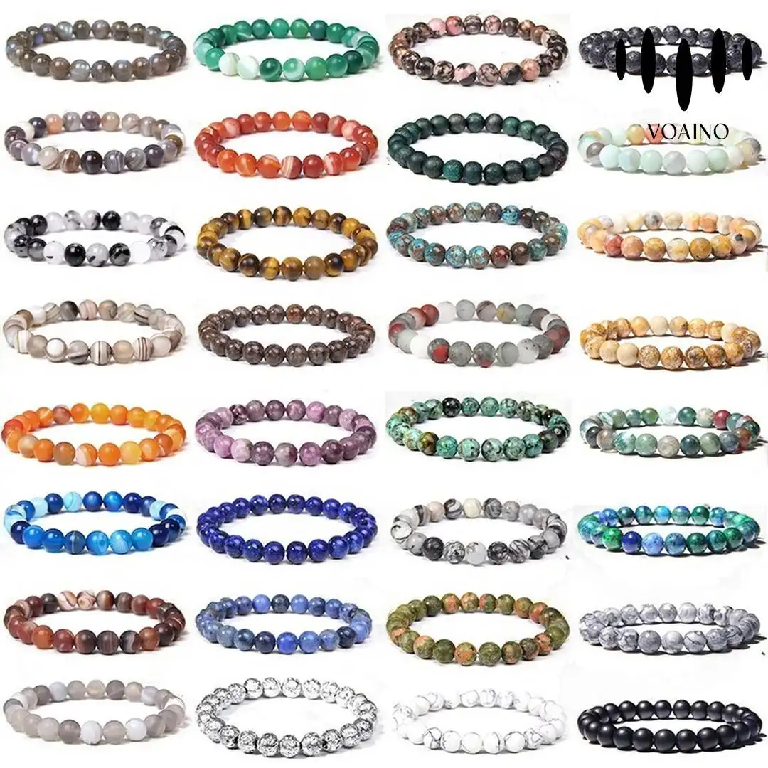 Natural Stone Agate Beaded Bracelet Fashion Jewelry 18k/14k/9k/Pt950/S925 1