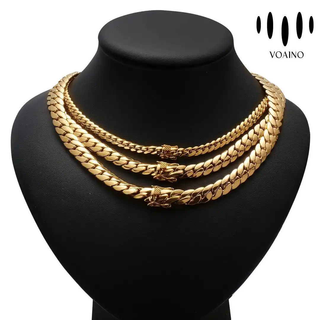 18K Gold Cuban Chain Necklace with Zircon Men's Short Collarbone Riding Crop Bracelet 18k/14k/9k/S925/strainless steel 1