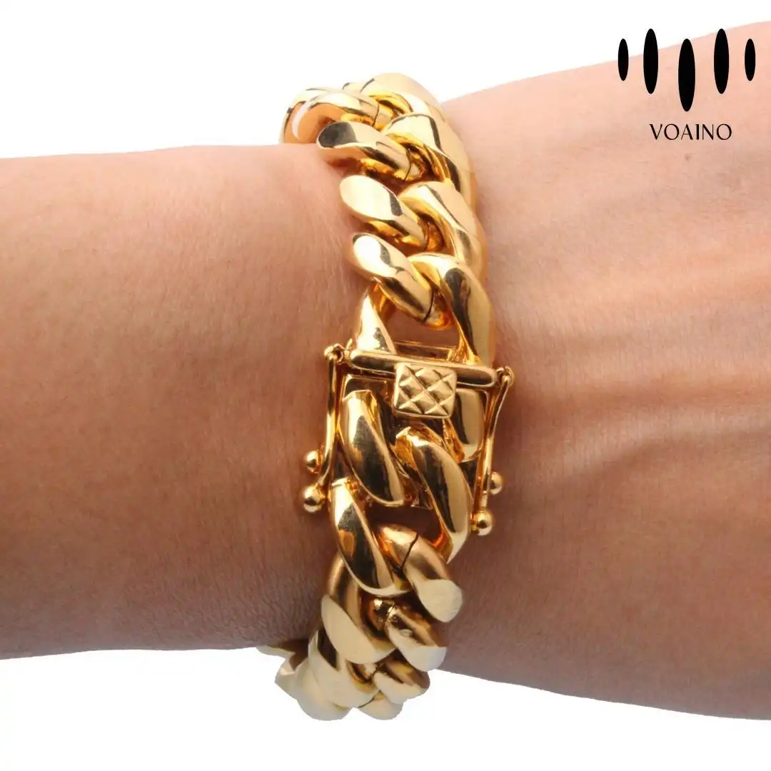 Gold Plated Thick Cuban Chain Bracelet 2.0-20.0ct 18k/14k/9k/Pt950/S925 1