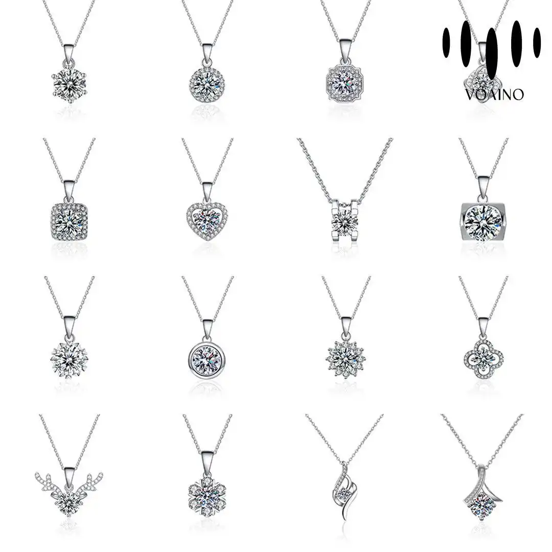 Round Cut Moissanite Pendant Necklace 0.5-5.0ct 18k/14k/9k/Pt950/S925 1