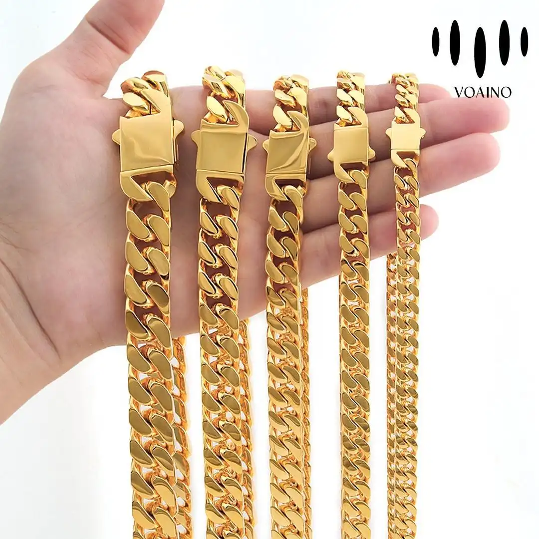 No Diamond Miami Cuban Chain Necklace 18k/14k/9k/S925/stainless steel 1