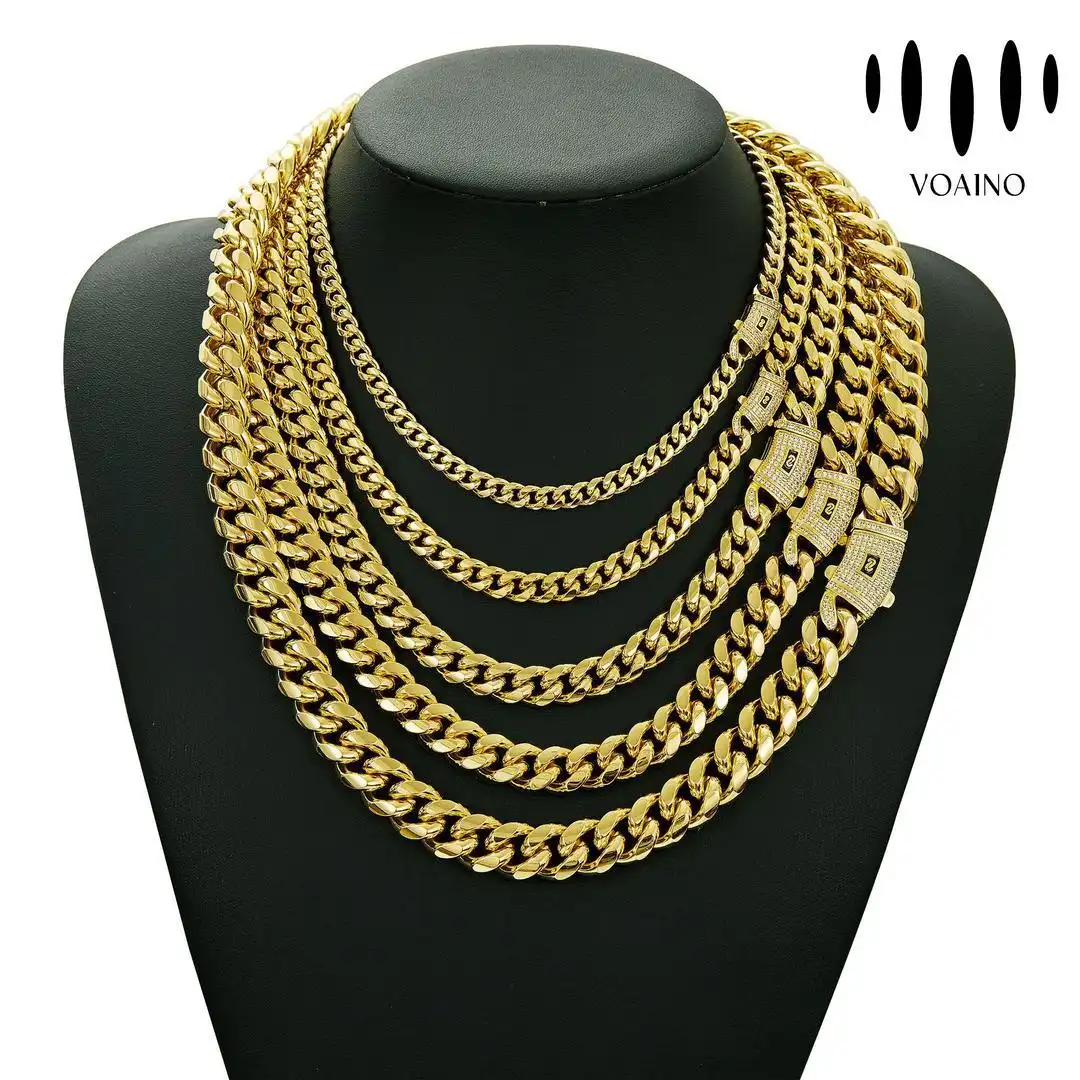 Diamond-Encrusted Miami Cuban Link Chain Necklace 14k/9k/S925/Stainless Steel 1