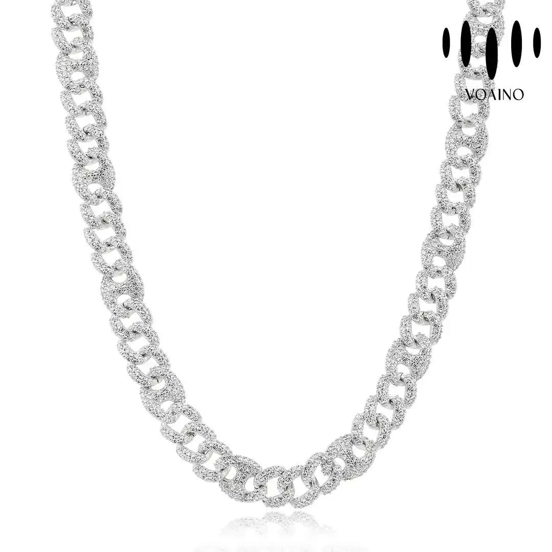 Cuban Chain Necklace with Diamond Accents S925/strainless steel 1