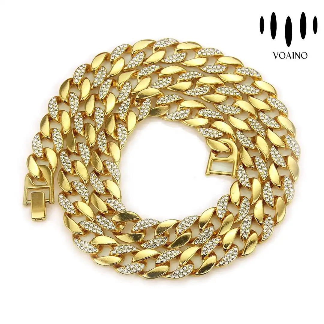 Iced Out Cuban Link Necklace with Round Brilliant Diamonds 18k/14k/9k/S925/strainless steel 1