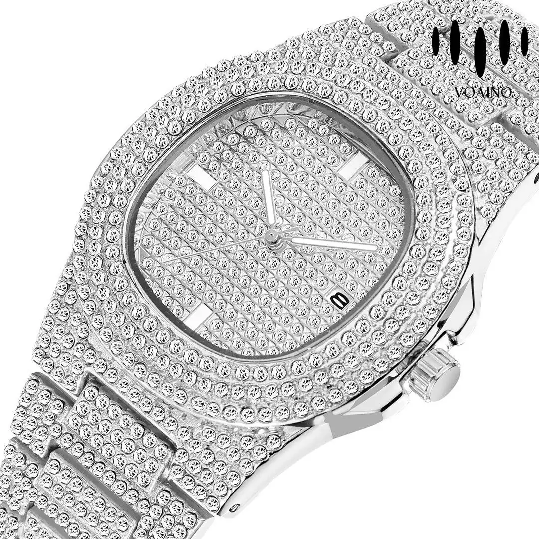 Iced Out Square Full Diamond Luxury Quartz Men Watch 1