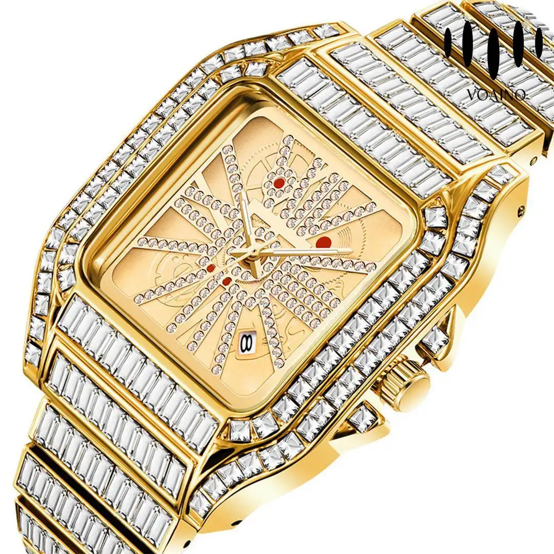 Iced Out Baguette Full Diamond Square Men's Luxury Watch 1