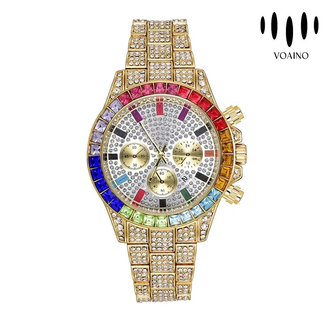 Colorful Crystal Diamond ICED OUT Luxury Watch for Men and Women - Hip Hop Style 1