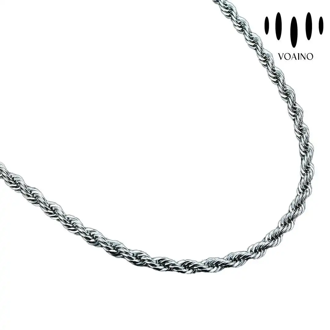 925 Sterling Silver Rope Necklace for Men Women 18k/14k/9k/S925/strainless steel 1