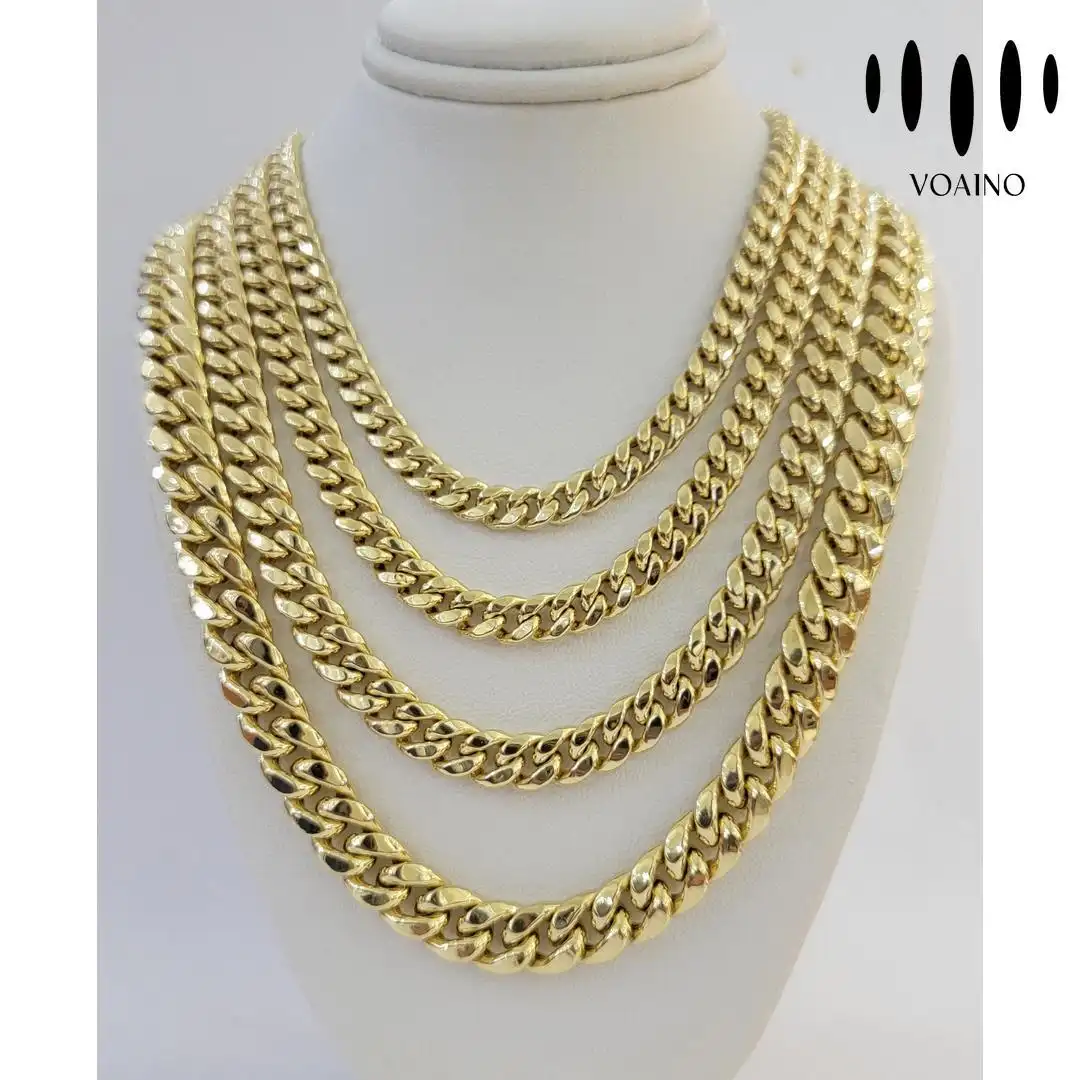 Customized Italian 10Kt Gold Miami Cuban Link Franco Chain Necklace 18k/14k/9k/S925/strainless steel 1