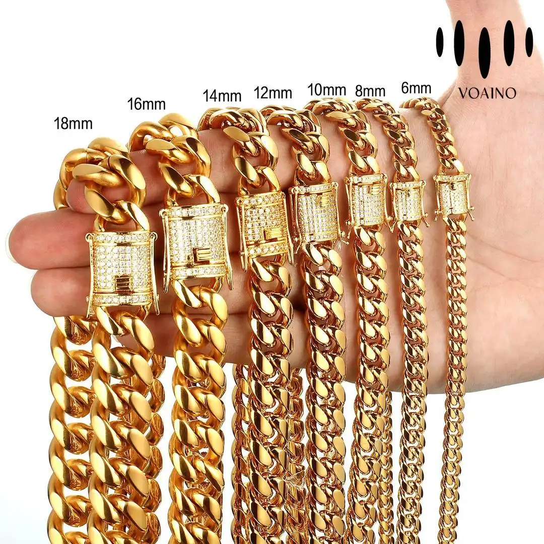 Cuban Chain with Diamond Lock 18k/14k/9k/S925/stainless steel 1