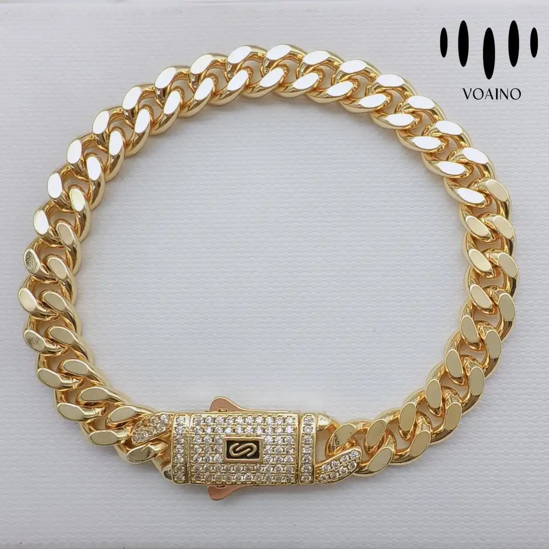 Gold Plated Hip Hop Cuban Bracelet with Diamond Accents 2.0-20.0ct 18k/14k/9k/Pt950/S925 1