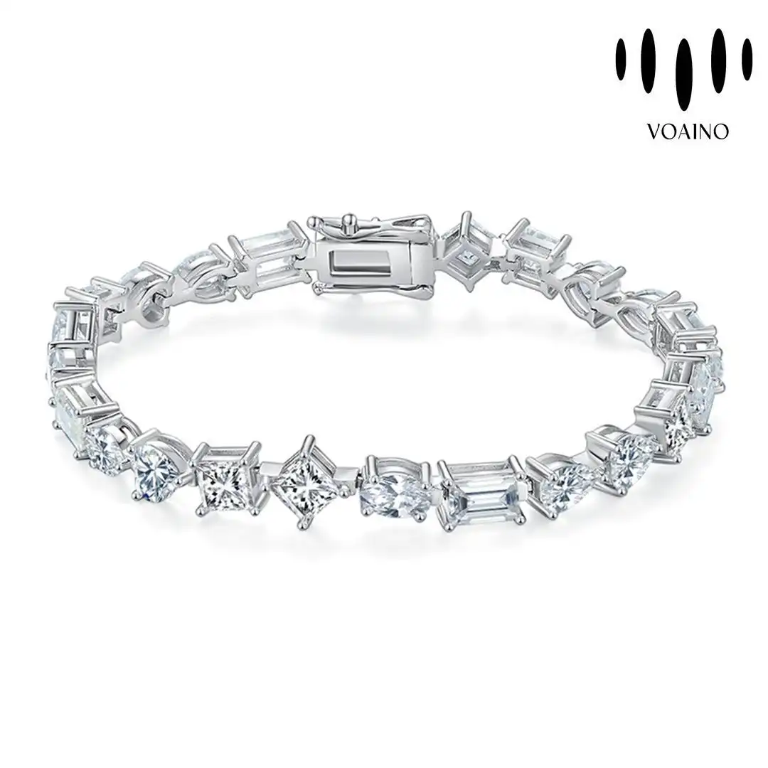 Moissanite Mix Shape Bracelet 18k/14k/9k/S925/strainless steel 1