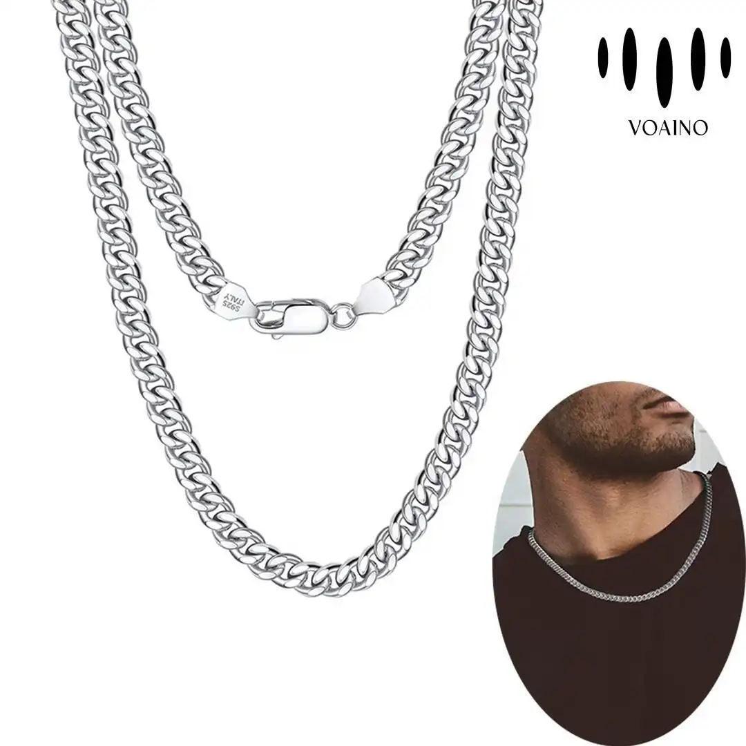Diamond Cut Cuban Chain Necklace S925/strainless steel 1