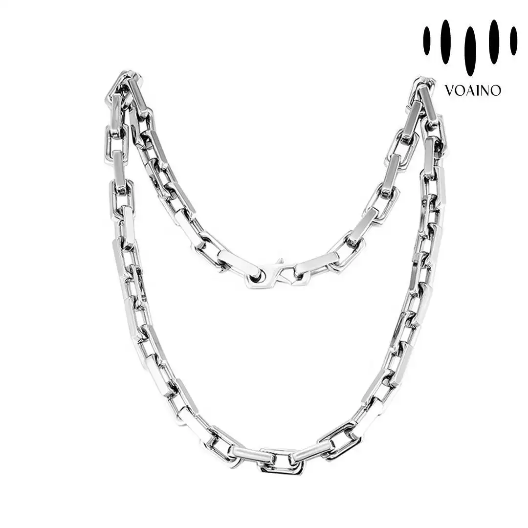 Rectangle Link Cuban Necklace Stainless Steel 18k/14k/9k/S925/strainless steel 1