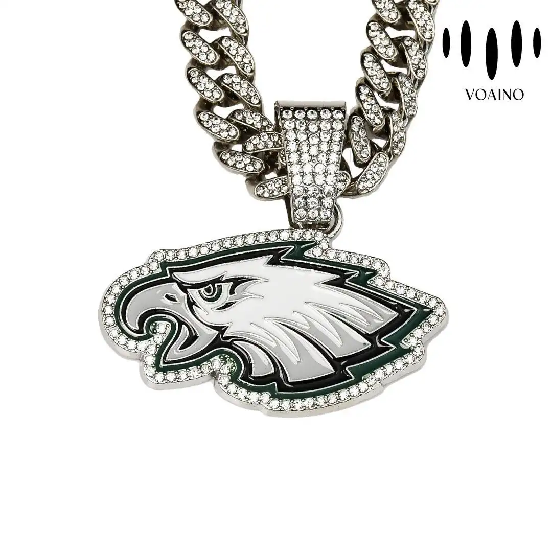 Philadelphia Eagles Hip Hop Pendant with Rhinestone Accents 18k/14k/9k/S925/strainless steel 1