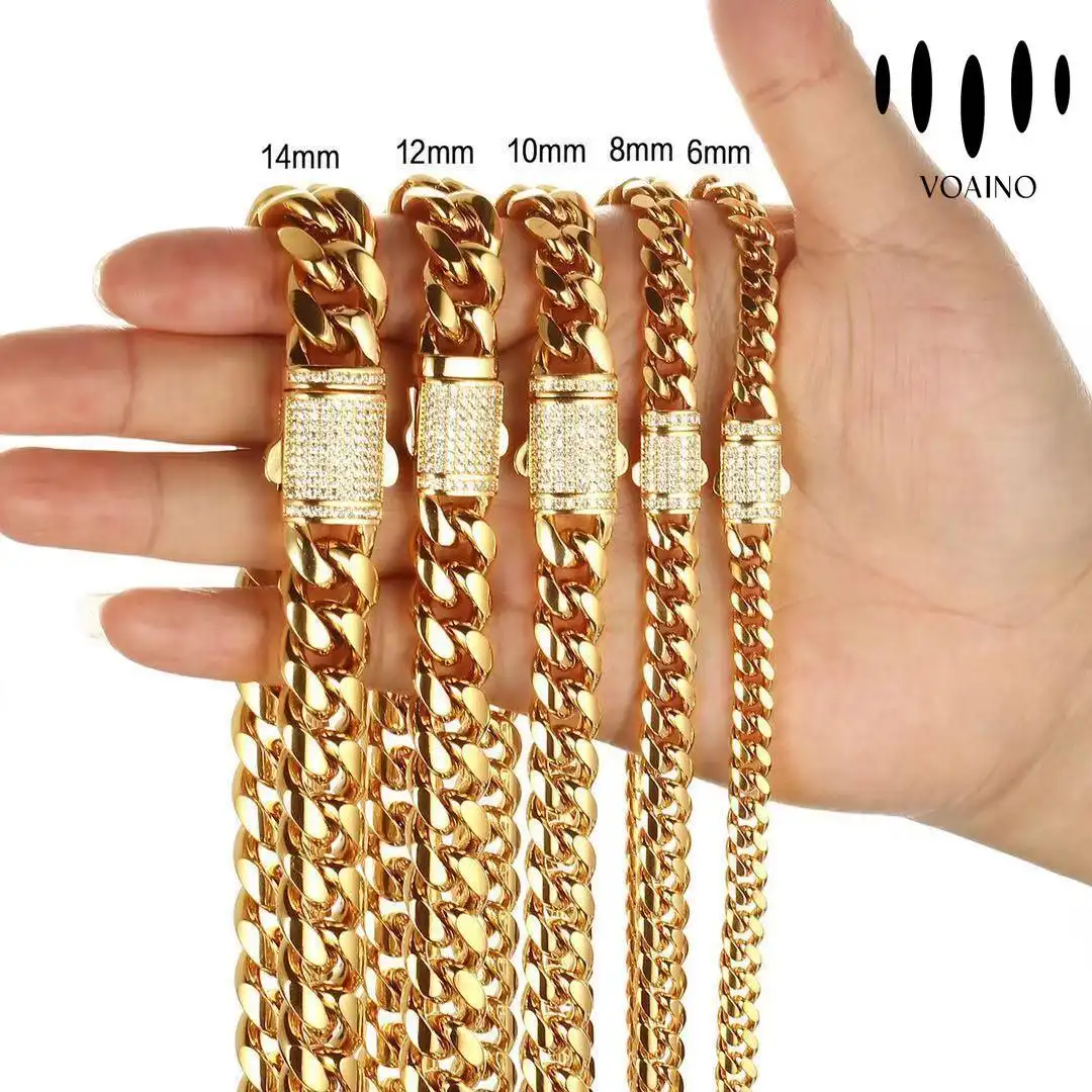 Zircon Clasp Cuban Chain Necklace 18k/14k/9k/S925/stainless steel 1