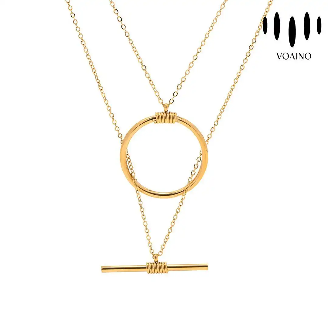 No Diamonds Circle Bar Pendant Necklace 0.5-5.0ct 18k/14k/9k/Pt950/S925 1