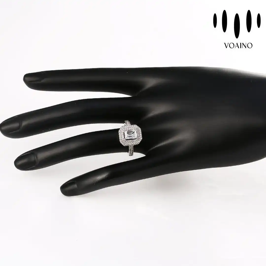 Square Halo Diamond Ring with Pave Setting 0.5-5.0ct 18k/14k/9k/Pt950/S925 1