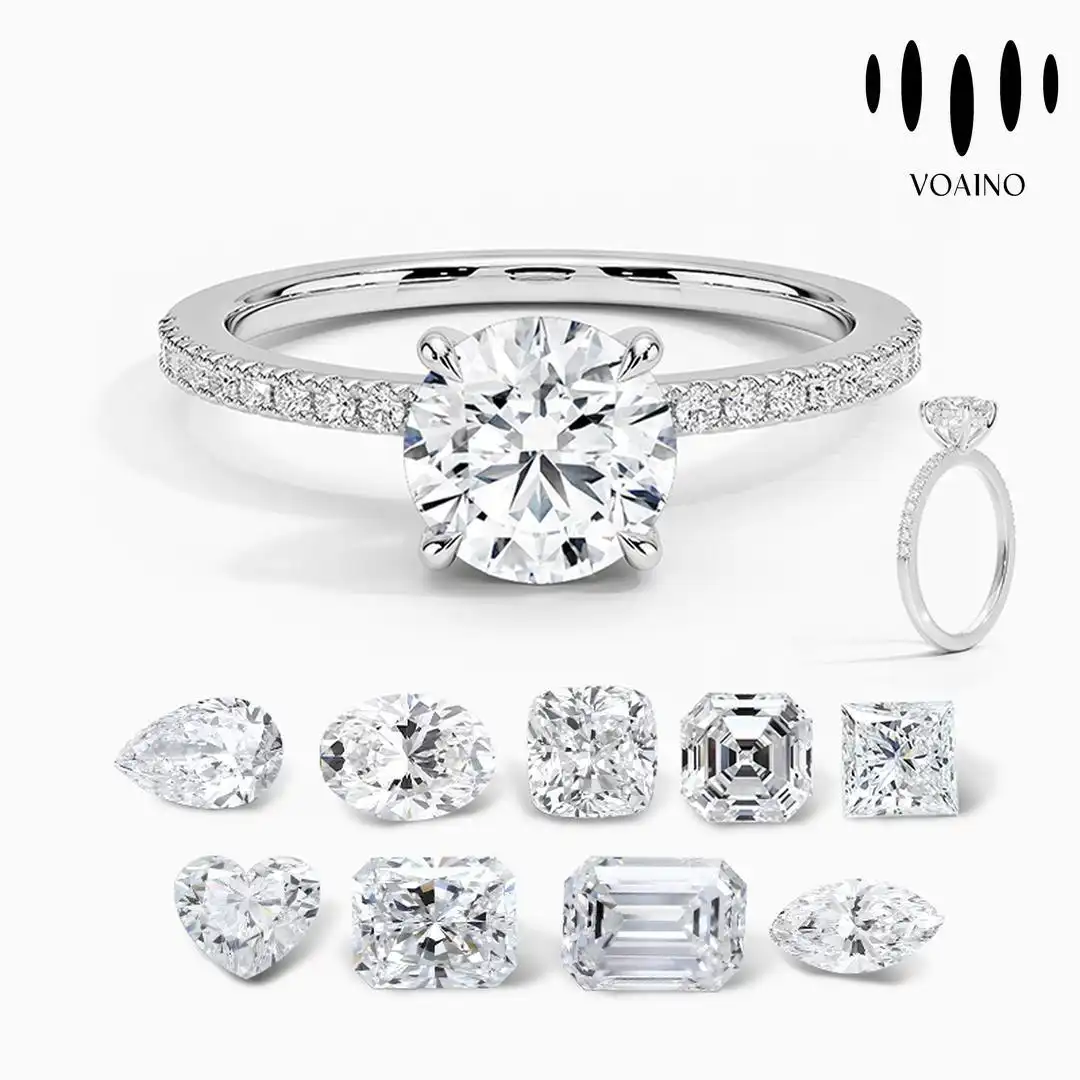 IGI Certified 1CT DEF VS VVS2 Lab Grown Diamonds Engagement Ring with Various Gemstone Shapes 14k/9k/Pt950/S925 1
