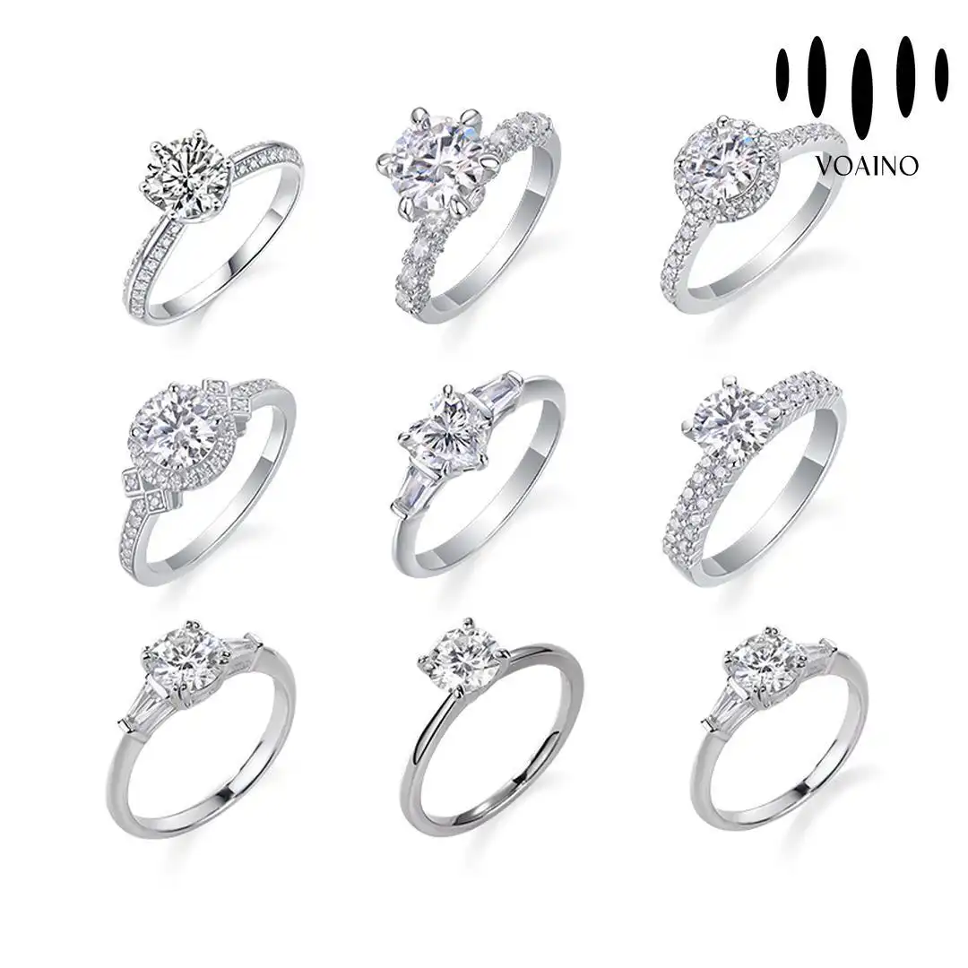 Bague de fiançailles ronde en moissanite 1 carat, 18 carats, 14 carats, 9 carats, Pt950/S926 1