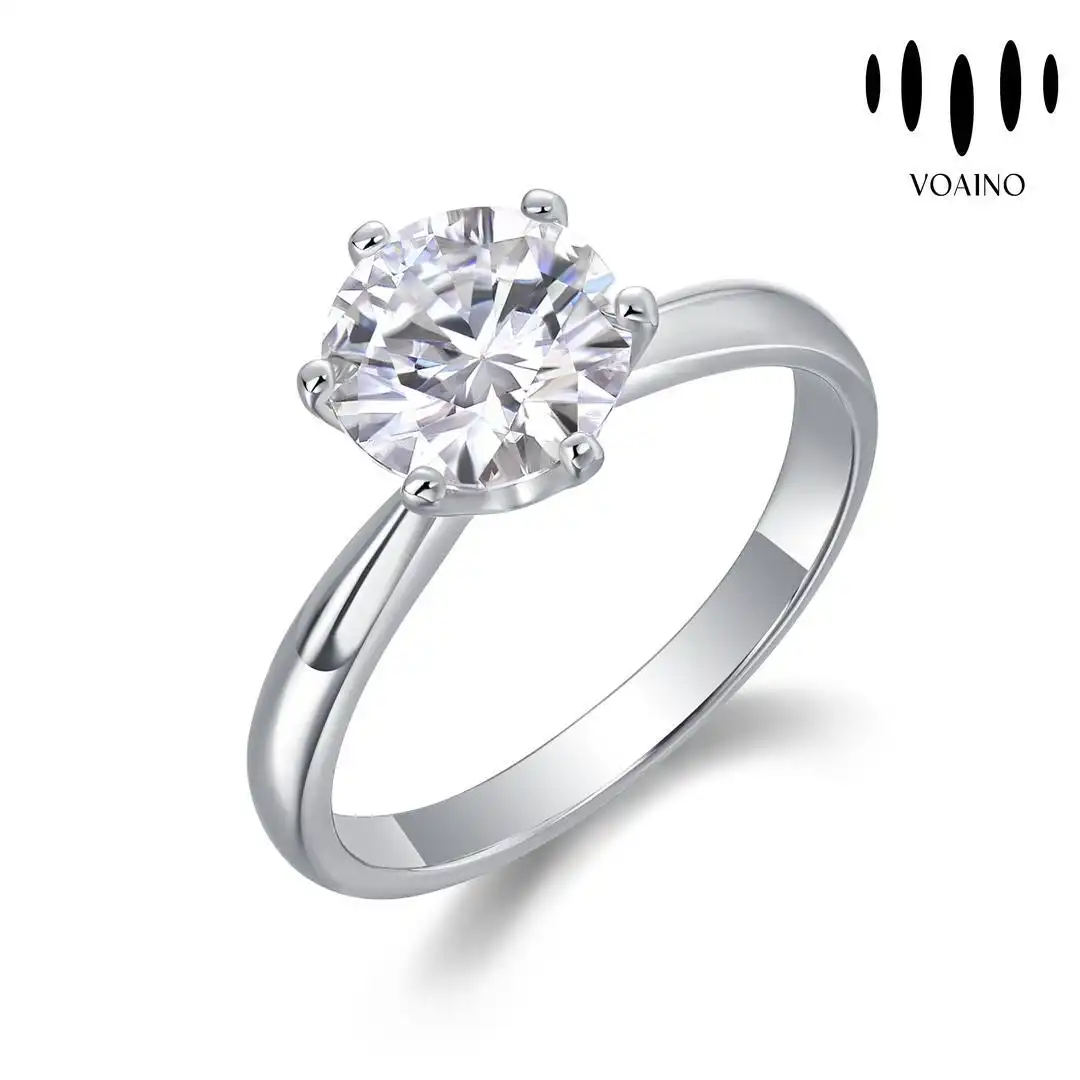 Round Moissanite Solitaire Ring 18k/14k/9k/Pt950/S926 1