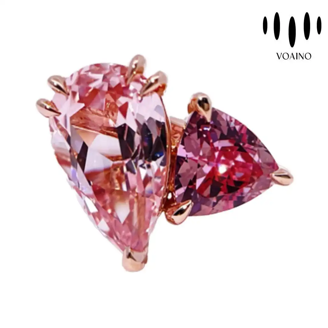 Pink Sapphire Pear Shape Toi Et Moi Ring 18k/14k/9k/Pt950/S925 1