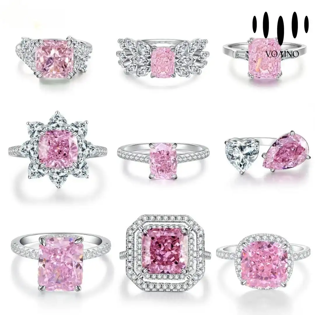 Bagues de fiançailles en diamant rose 18 carats/14 carats/9 carats/Pt950/S926 1