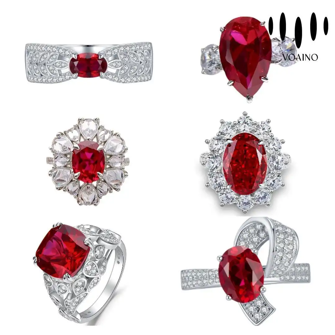 Natural Ruby and Moissanite Ring Set for Women 18k/14k/9k/Pt950/S926 1