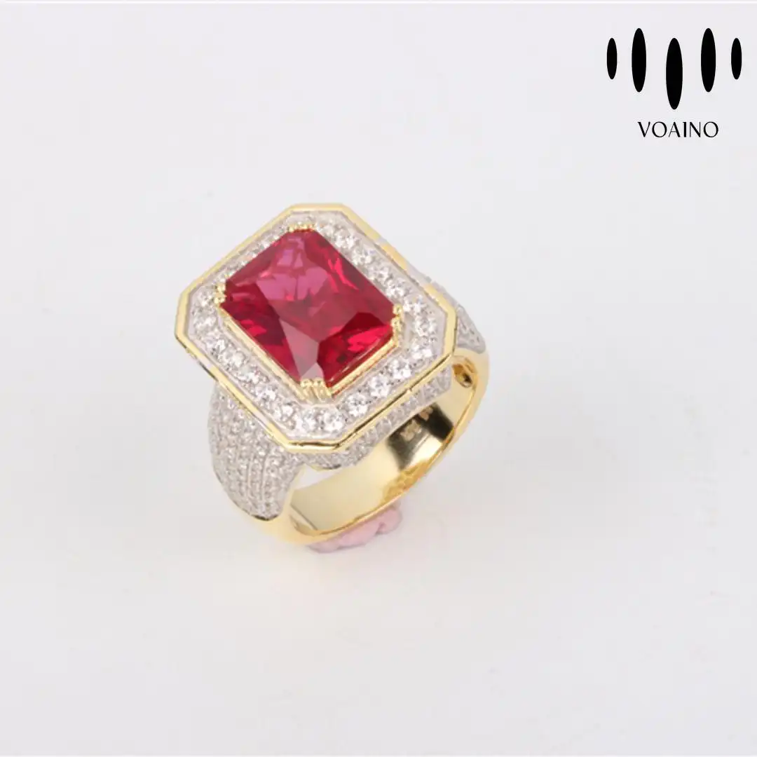 Red Ruby Ring with CZ Surround 18k/14k/9k/Pt950/S925 1