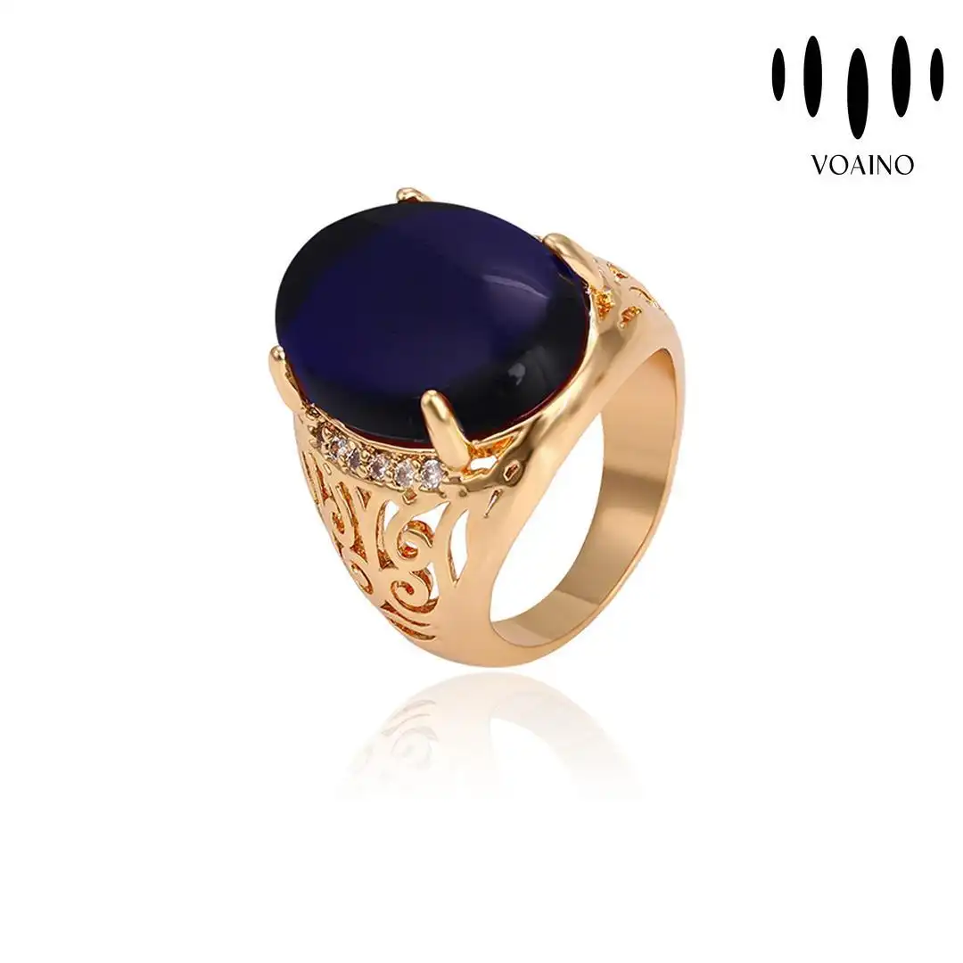 Blue Sapphire Oval Ring Elegant Design 18k/14k/9k/Pt950/S925 1