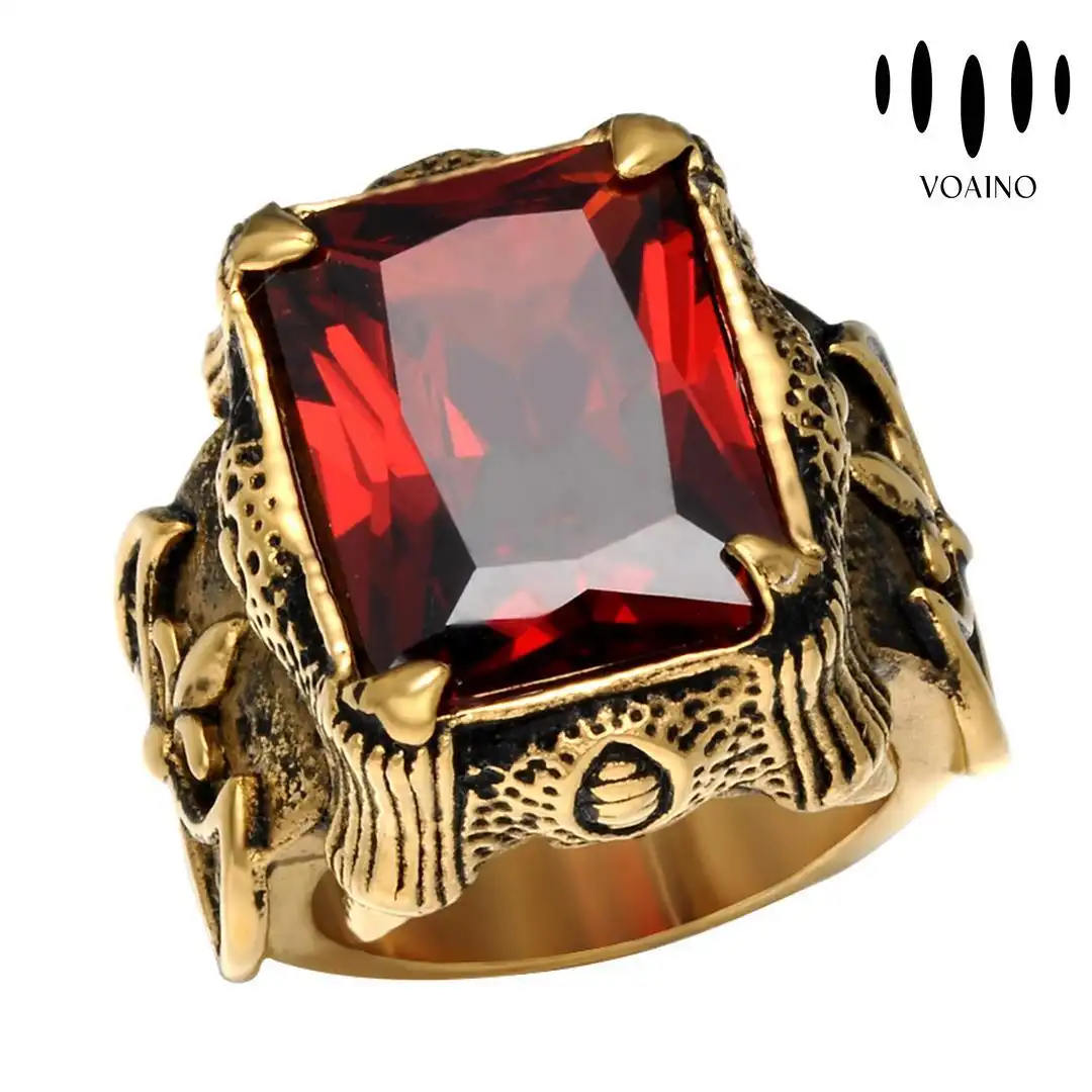 Luxury Ruby Imperial Cast Vintage Punk Gothic Ring 18k/14k/9k/Pt950/S925 1