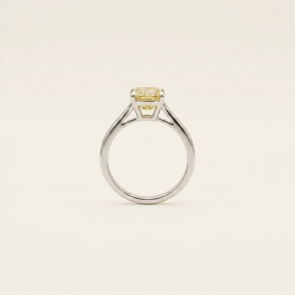 Platinum 3.08ct Emerald Cut Yellow Lab Diamond Half Band Ring 3